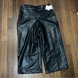 Anne Klein Black Faux Leather Trousers